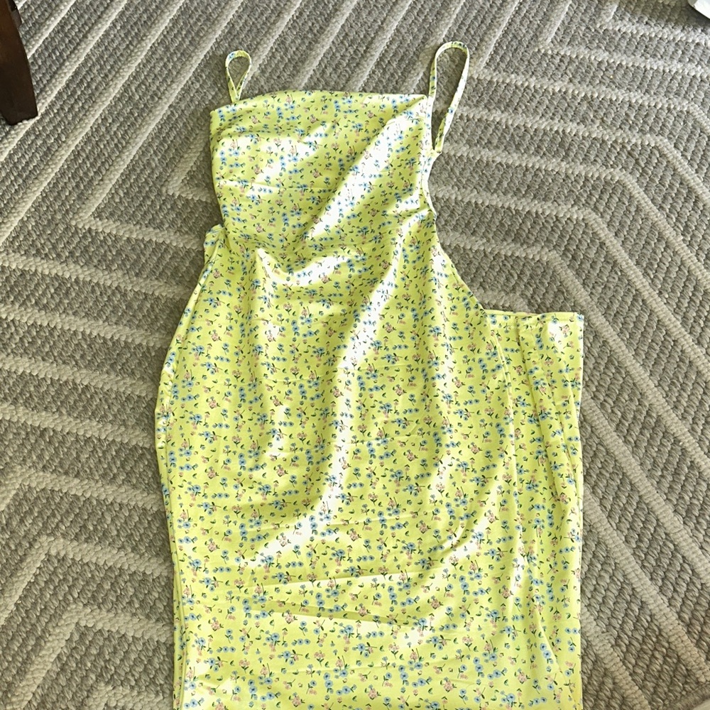 SHEIN Yellow Floral Backless Dress